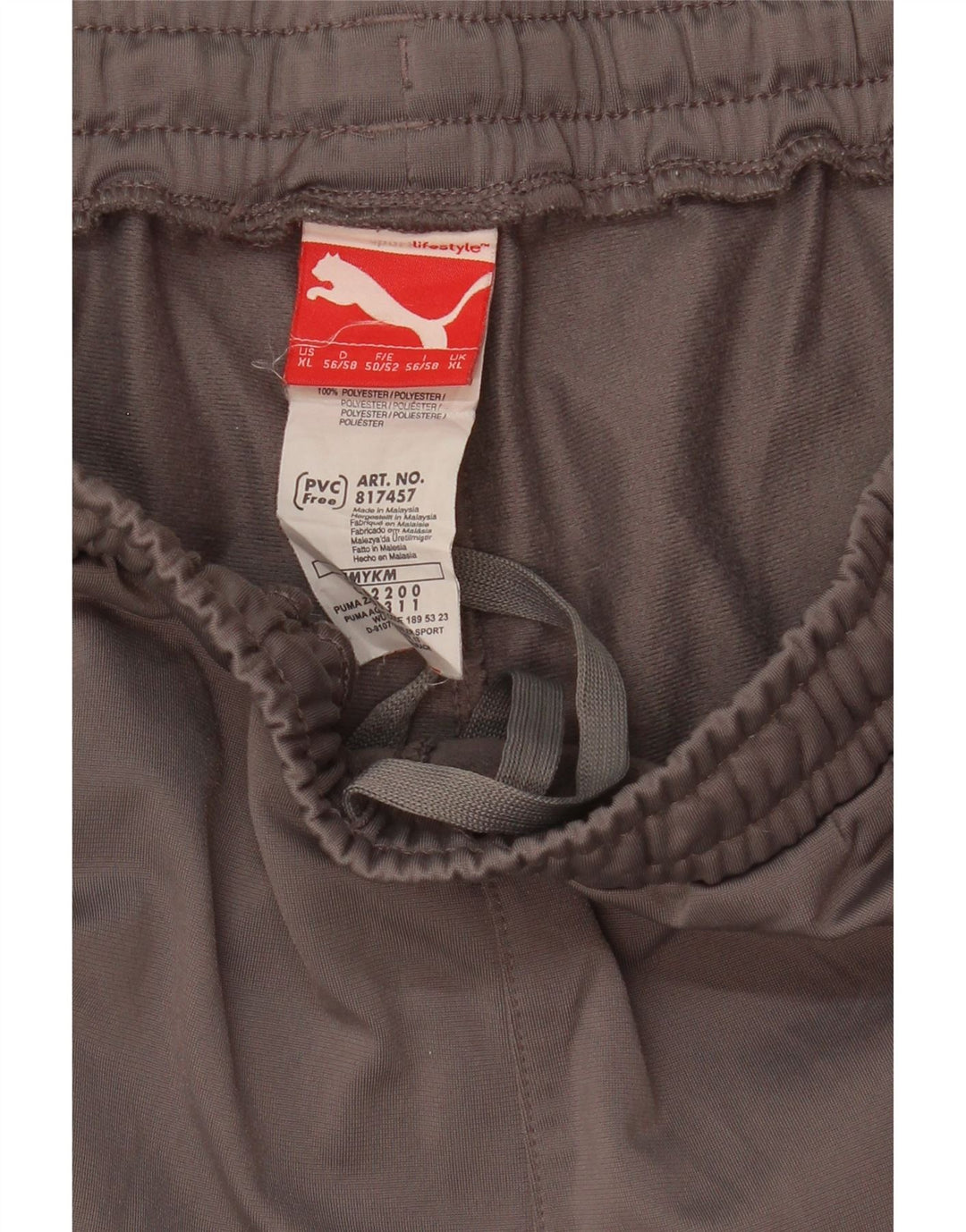 Calça de treino masculina Puma XL cinza listrado poliéster