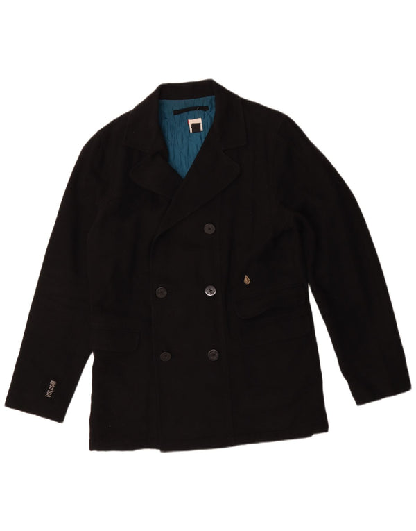 Volcom Mens Pea Coat UK 38 Médio Algodão Preto