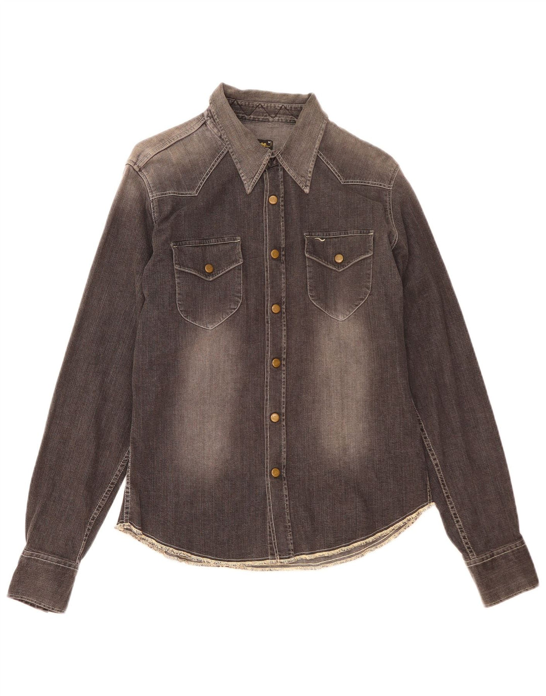 Camisa jeans masculina Lee algodão cinza médio