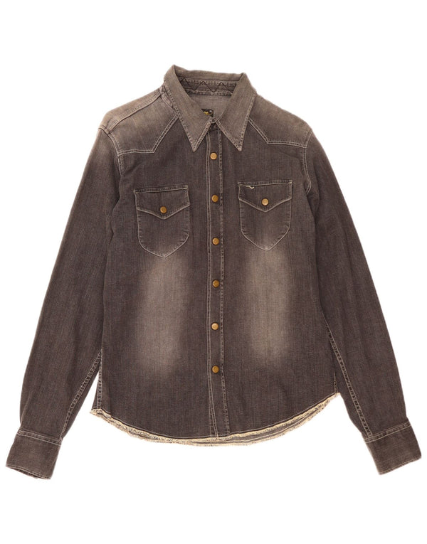 Camisa jeans masculina Lee algodão cinza médio