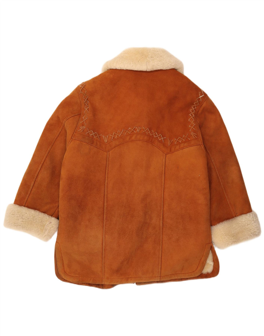 Casaco feminino vintage oversized shearling UK 18 XL marrom