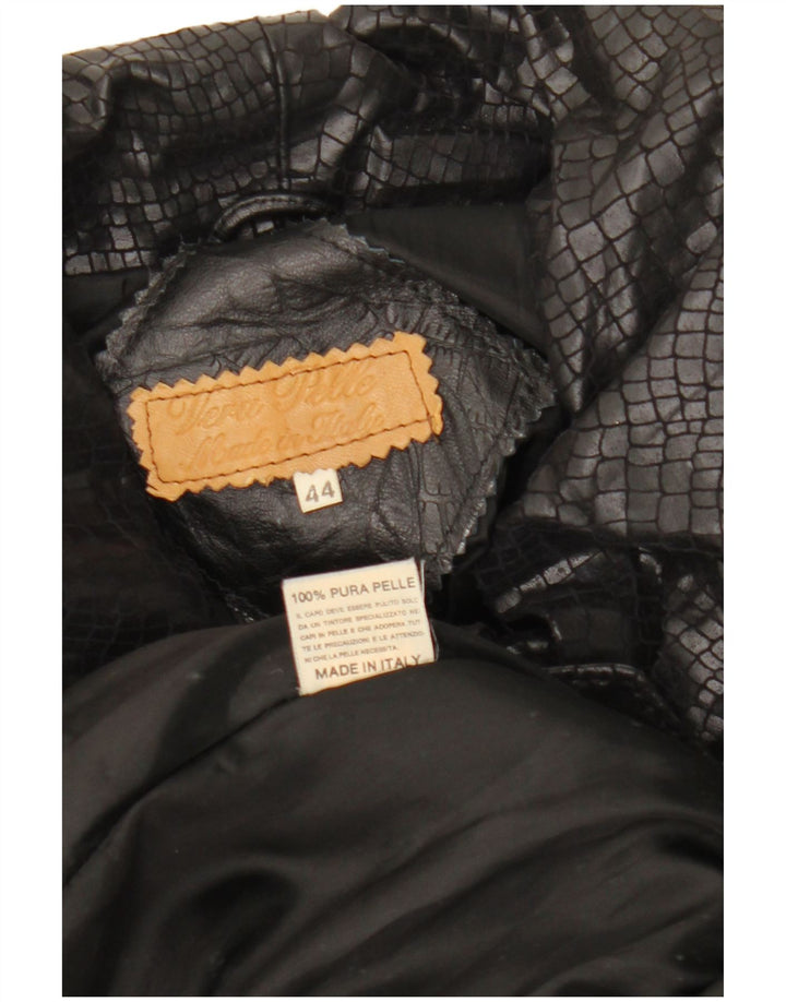 Casaco de couro feminino VINTAGE IT 44 couro preto médio