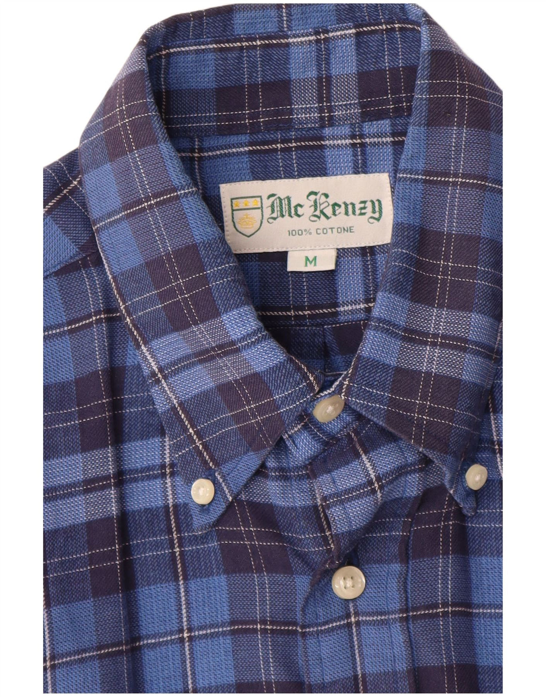 Camisa masculina de flanela MC Kenzy algodão xadrez azul médio