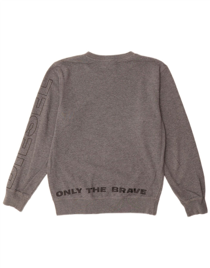 Diesel masculino moletom gráfico jumper pequeno algodão cinza
