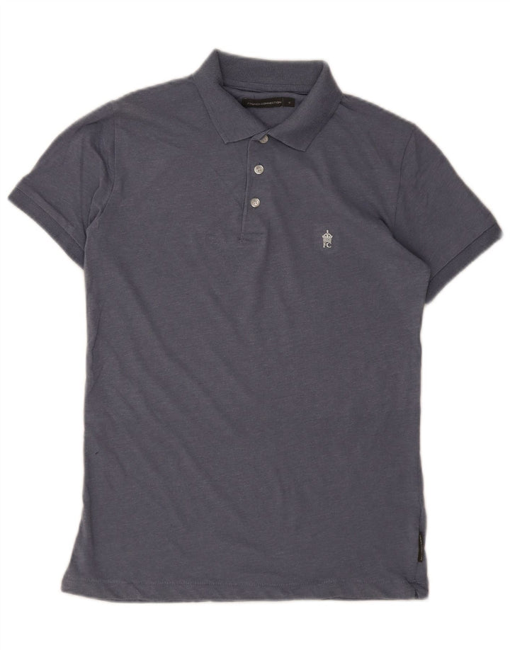 Camisa polo masculina FRENCH CONNECTION pequena azul algodão