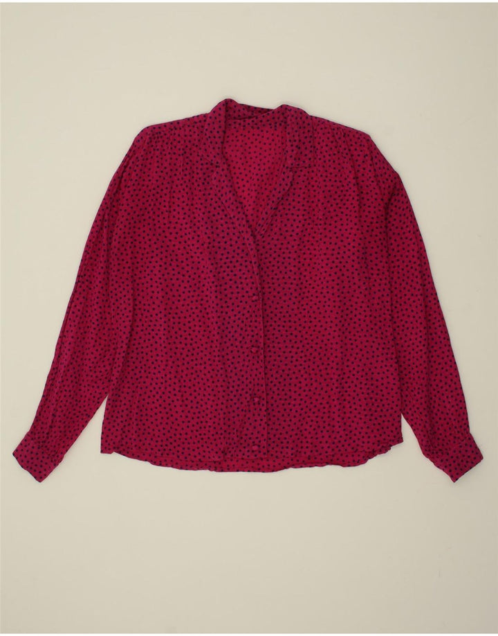 VINTAGE Womens Shirt Blouse UK 18 XL Pink Polka Dot Vintage Vintage and Second-Hand Vintage from Messina Hembry 