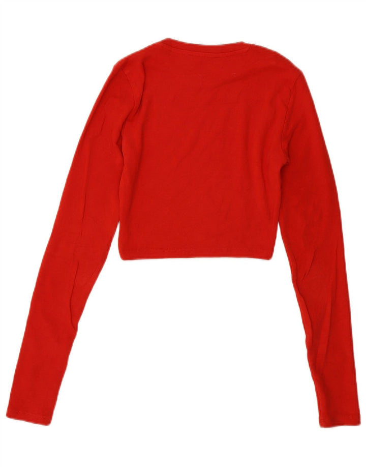 Zara Womens Crop Top Manga Longa Reino Unido 8 Pequeno Vermelho