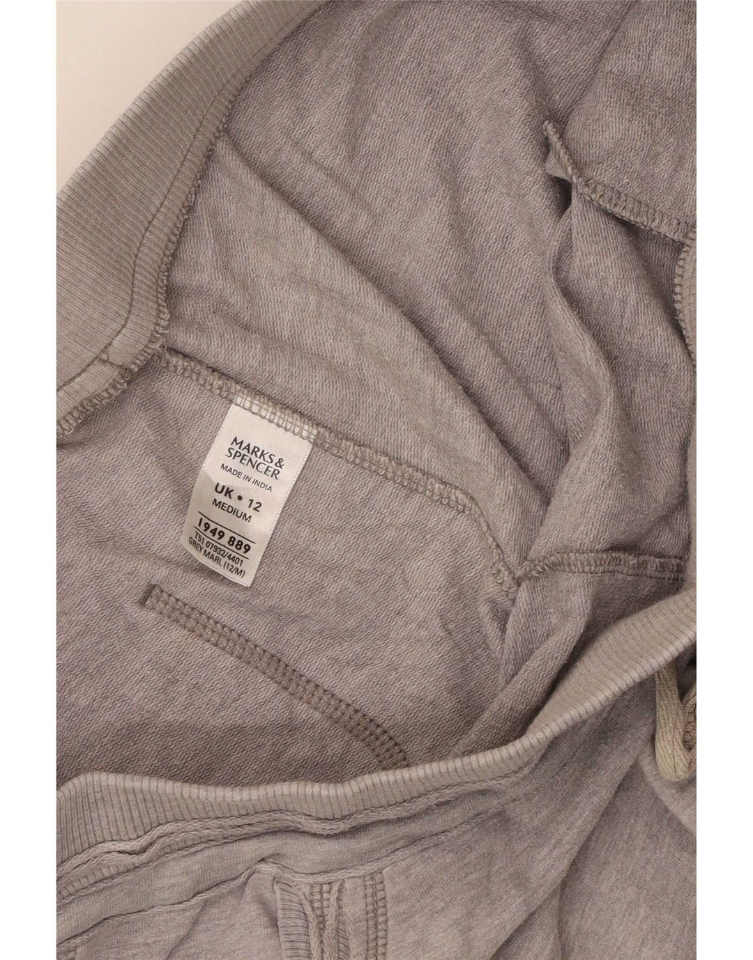 Calça de treino feminina Marks & Spencer Reino Unido 12 algodão cinza médio