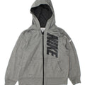 NIKE Boys Dri Fit Graphic Zip Hoodie Sweater 10-11 Years Medium Grey Vintage Nike and Second-Hand Nike from Messina Hembry 