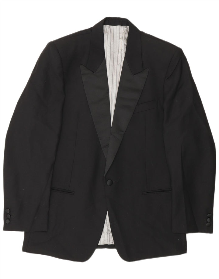 Jaqueta blazer masculina vintage com 1 botão IT 48 lã preta média