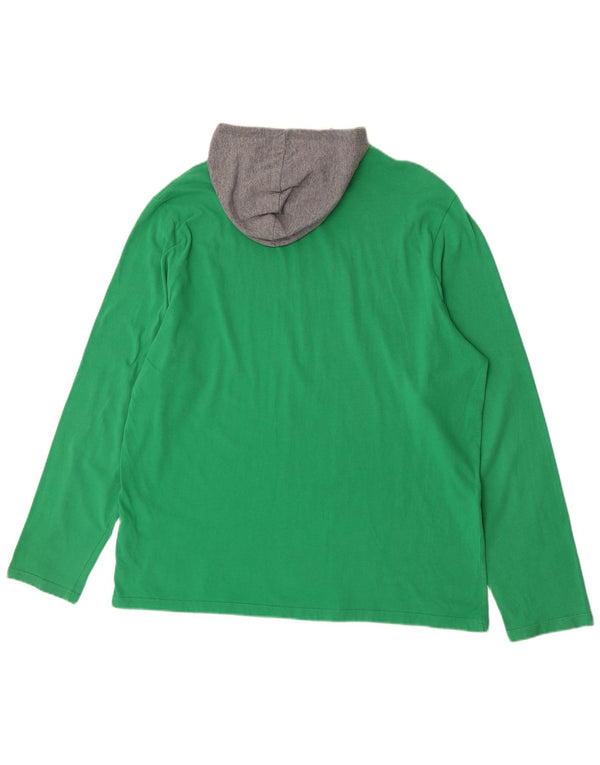 Top gráfico masculino com capuz Puma manga comprida 2XL algodão colorblock verde