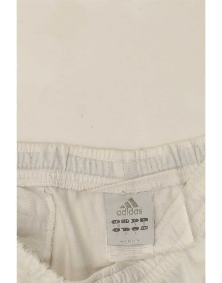 Calças de treino masculinas Adidas UK 38/40 poliéster branco médio