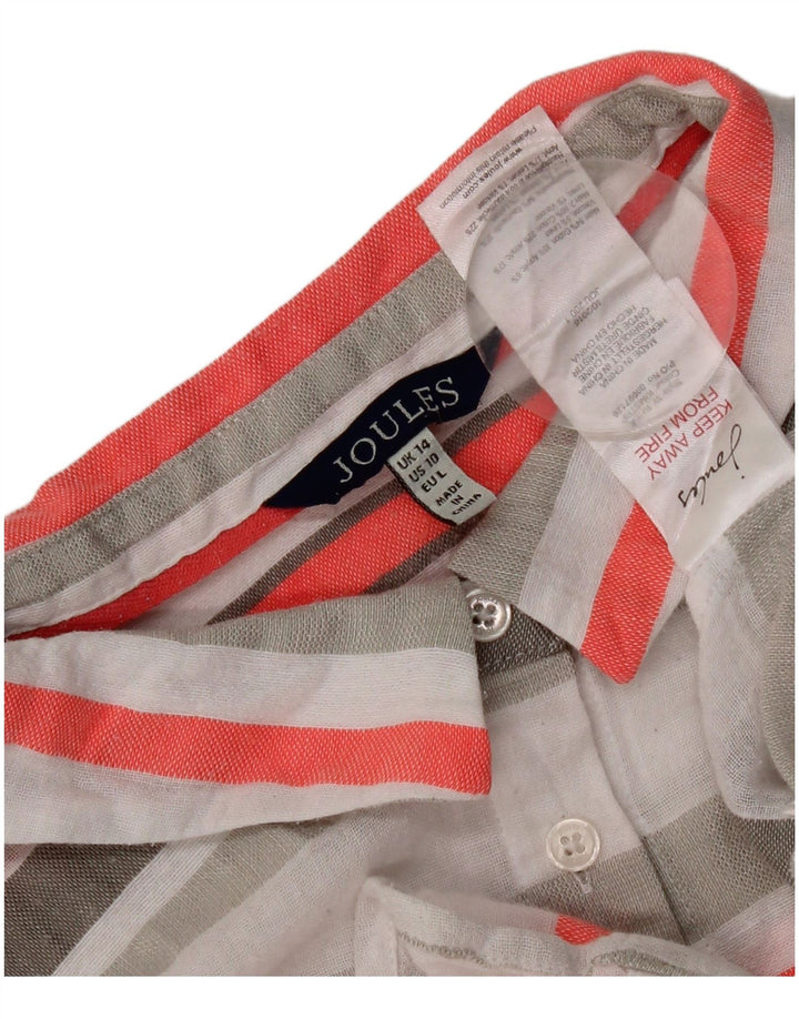 Camisa feminina de manga curta Joules UK 14 grande listrada multicolorida