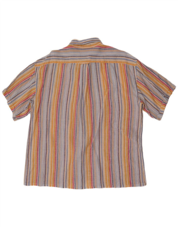 Camisa masculina de manga curta Gant XL linho listrado multicolorido