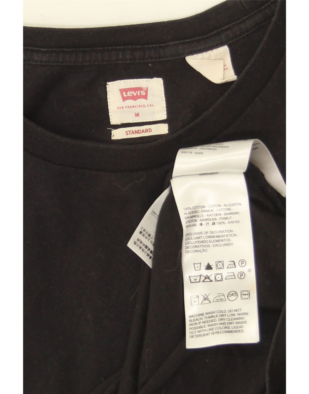 Camiseta masculina padrão Levi's Top médio algodão preto