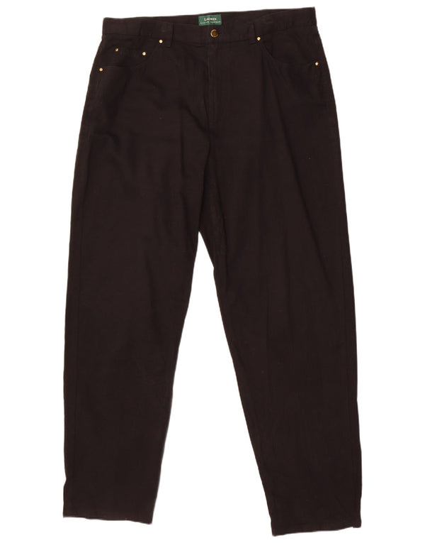 Ralph Lauren Calça feminina reta casual US 16 2XL W38 L31 algodão preto