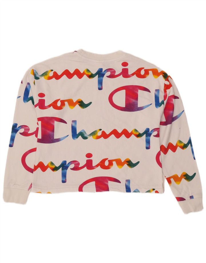 CHAMPION Suéter feminino oversized com estampa gráfica UK 6 XS branco