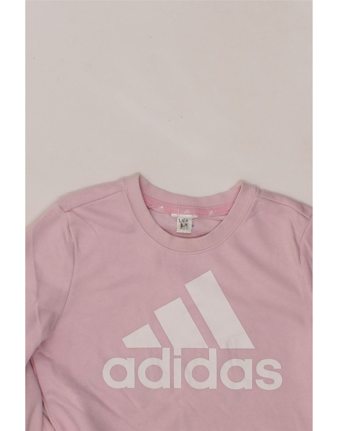 ADIDAS Girls Graphic Sweatshirt Jumper 9-10 Years Pink Vintage Adidas and Second-Hand Adidas from Messina Hembry 