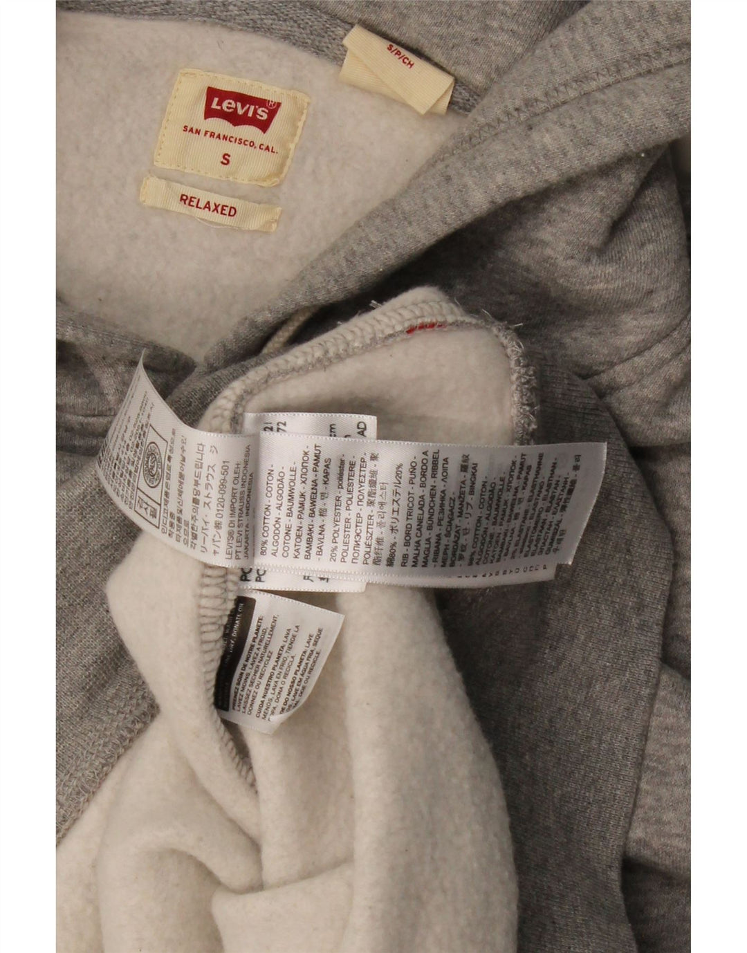 Moletom com capuz gráfico relaxado masculino LEVI'S pequeno algodão cinza