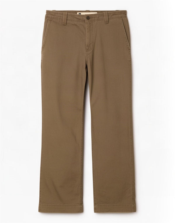 Calça masculina Bootcut Chino da Gap W33 L32 algodão cáqui