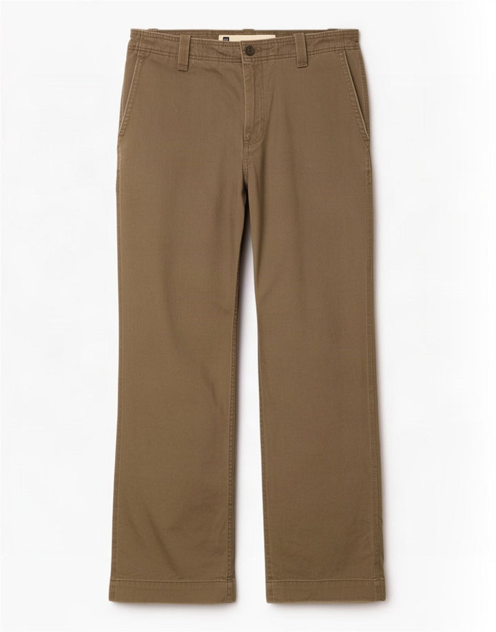 Calça masculina Bootcut Chino da Gap W33 L32 algodão cáqui