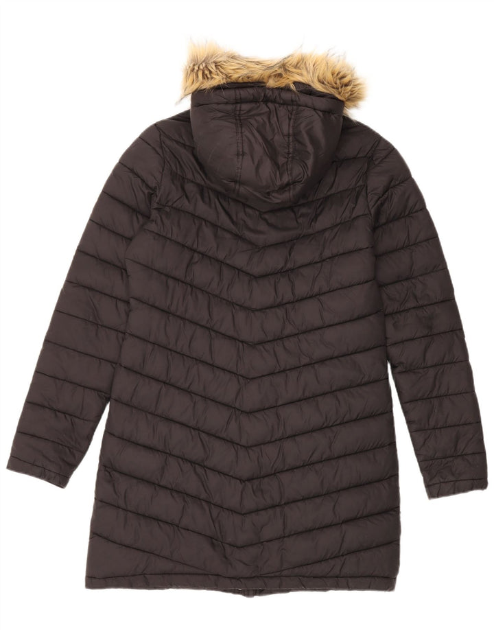 Casaco acolchoado com capuz feminino Superdry UK 12 médio preto nylon