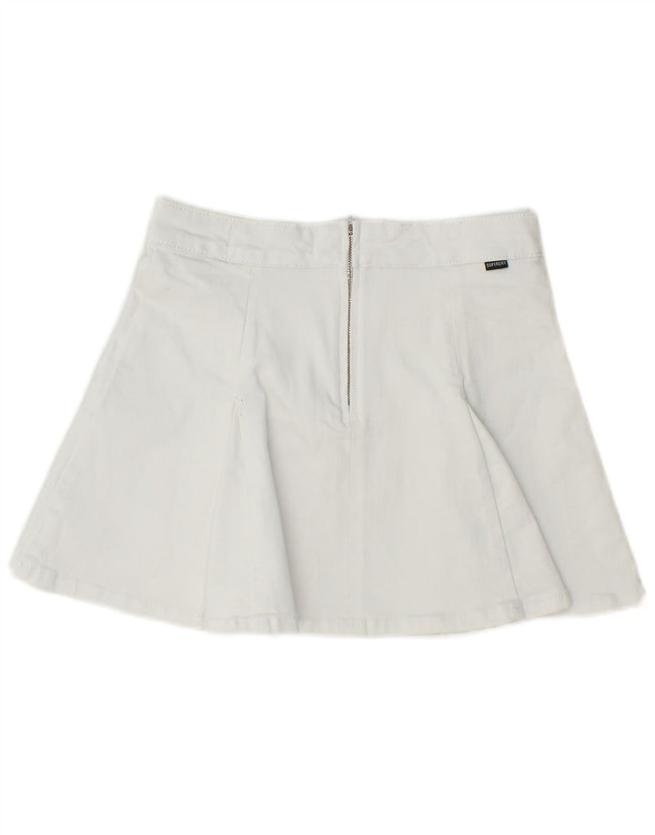 Mini saia feminina SUPERDRY Reino Unido 8 pequena W26 algodão branco