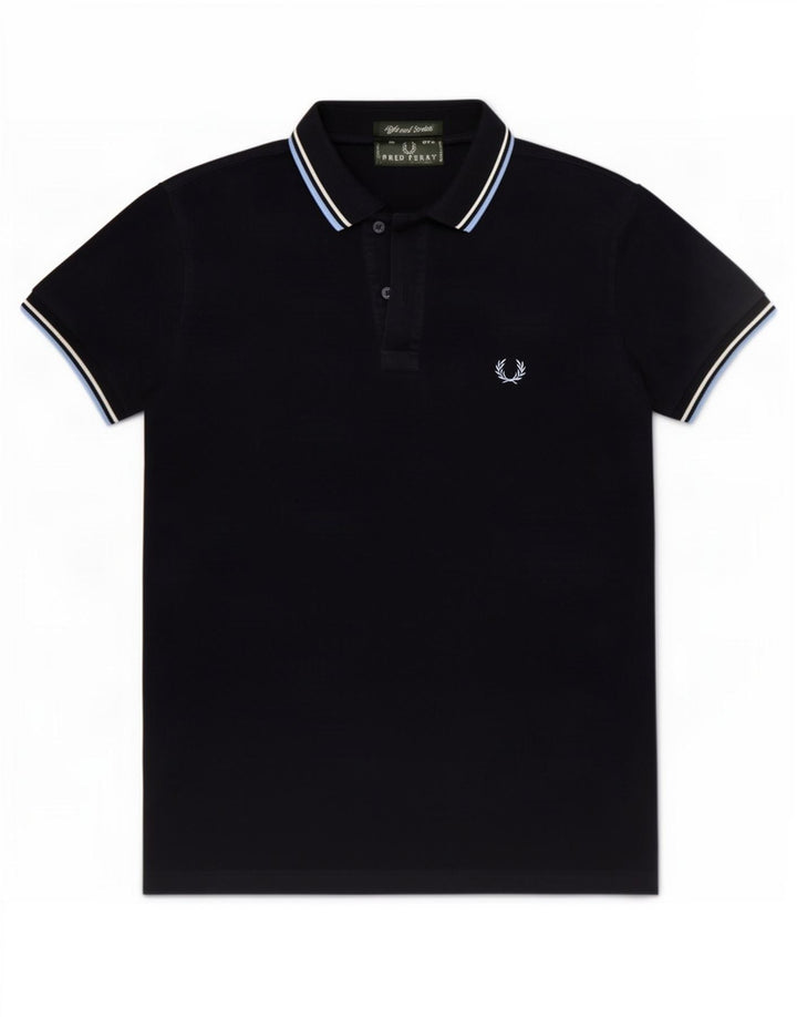 Camisa pólo masculina Fred Perry pequena algodão azul marinho