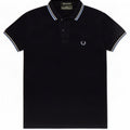 Camisa pólo masculina Fred Perry pequena algodão azul marinho