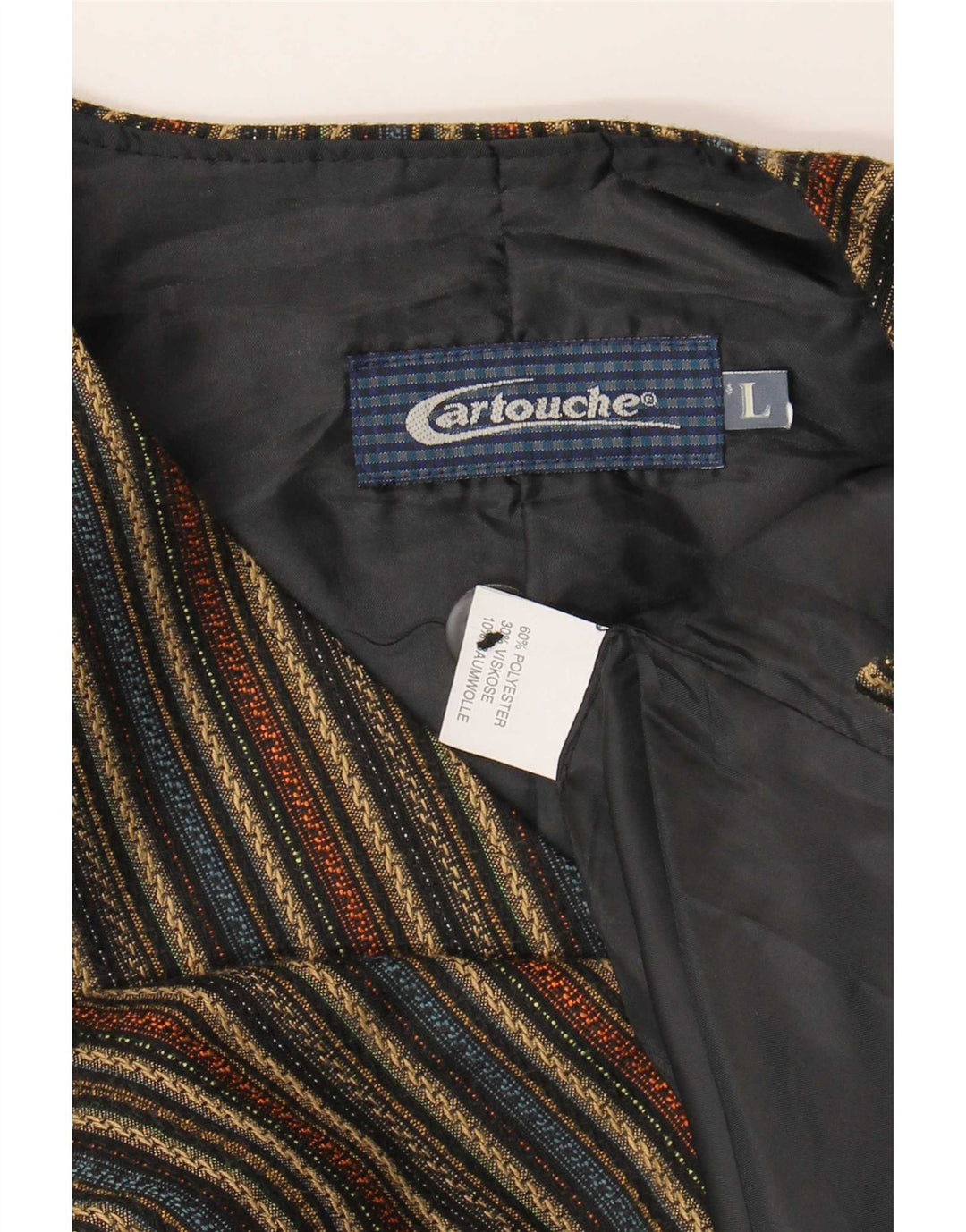 Colete masculino Cartouche grande poliéster listrado bege