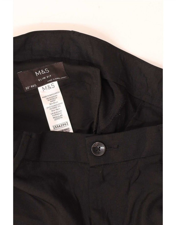 Calça casual masculina Marks & Spencer Slim Fit W32 L31 poliéster preto