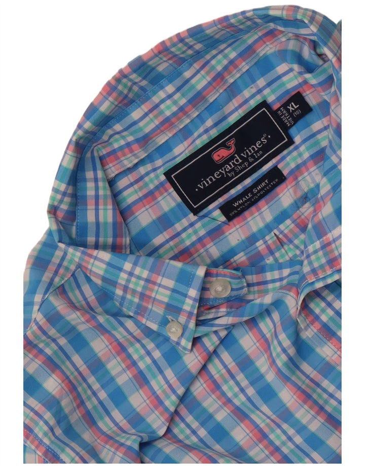 Camisa masculina Vineyard Vines 15-16 anos XL azul xadrez nylon