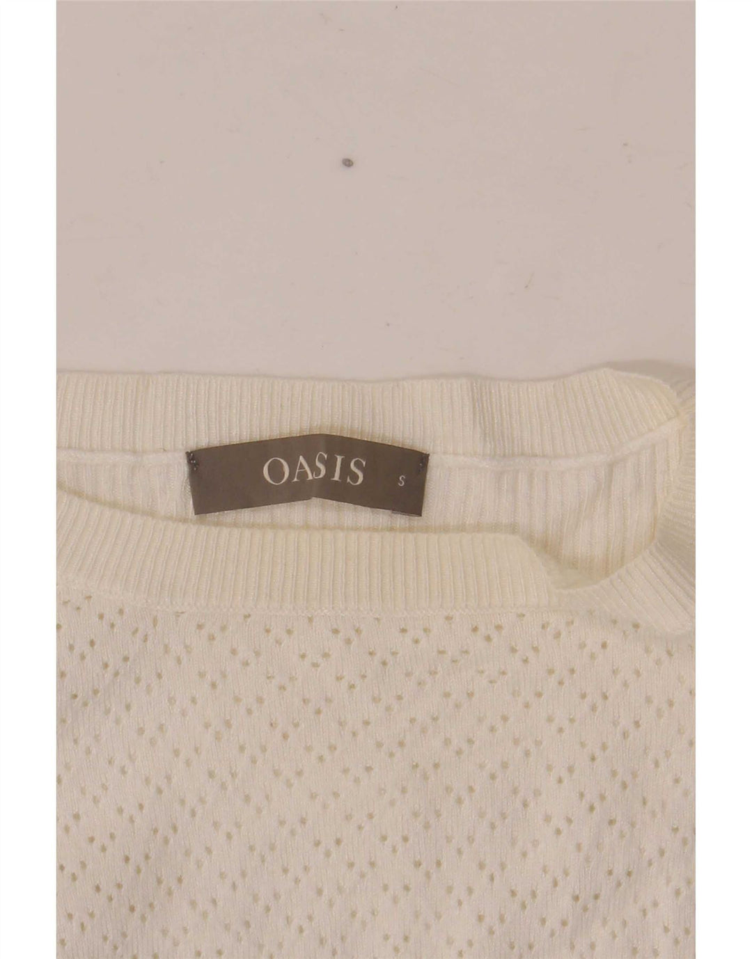Suéter feminino Oasis com gola canoa grande Reino Unido 10 viscose branca pequena