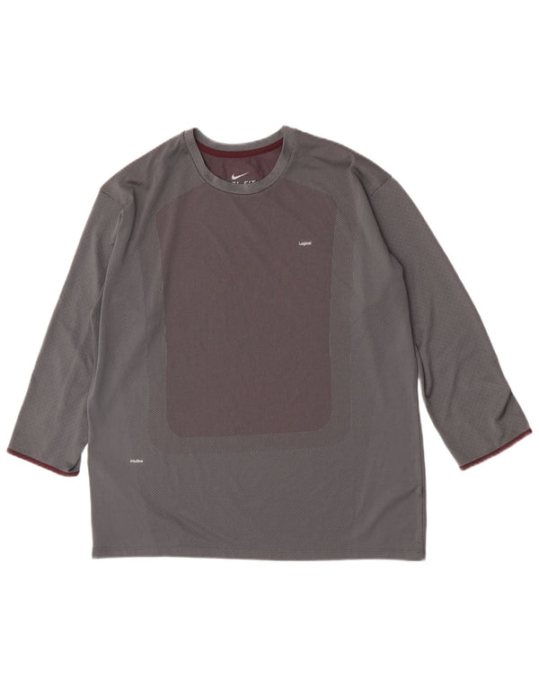 Top masculino Nike manga 3/4 2XL cinza colorblock