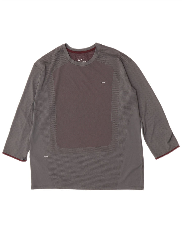 Top masculino Nike manga 3/4 2XL cinza colorblock