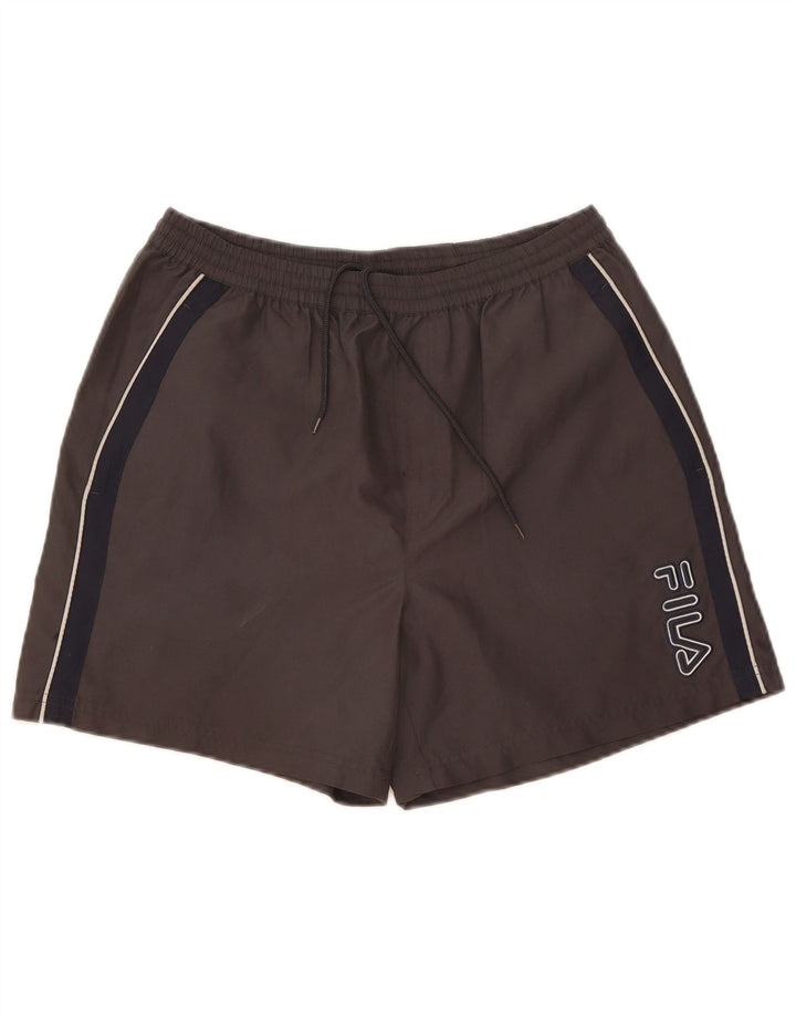 Fila Mens Graphic Sport Shorts Grande Cinza Colourblock Poliéster