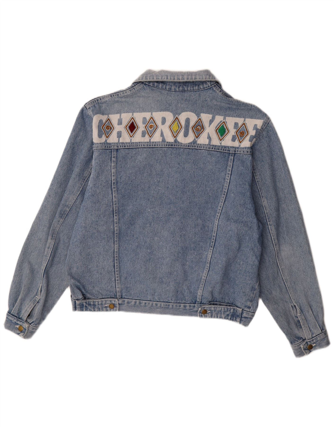Jaqueta jeans masculina Cherokee UK 40 grande algodão geométrico azul