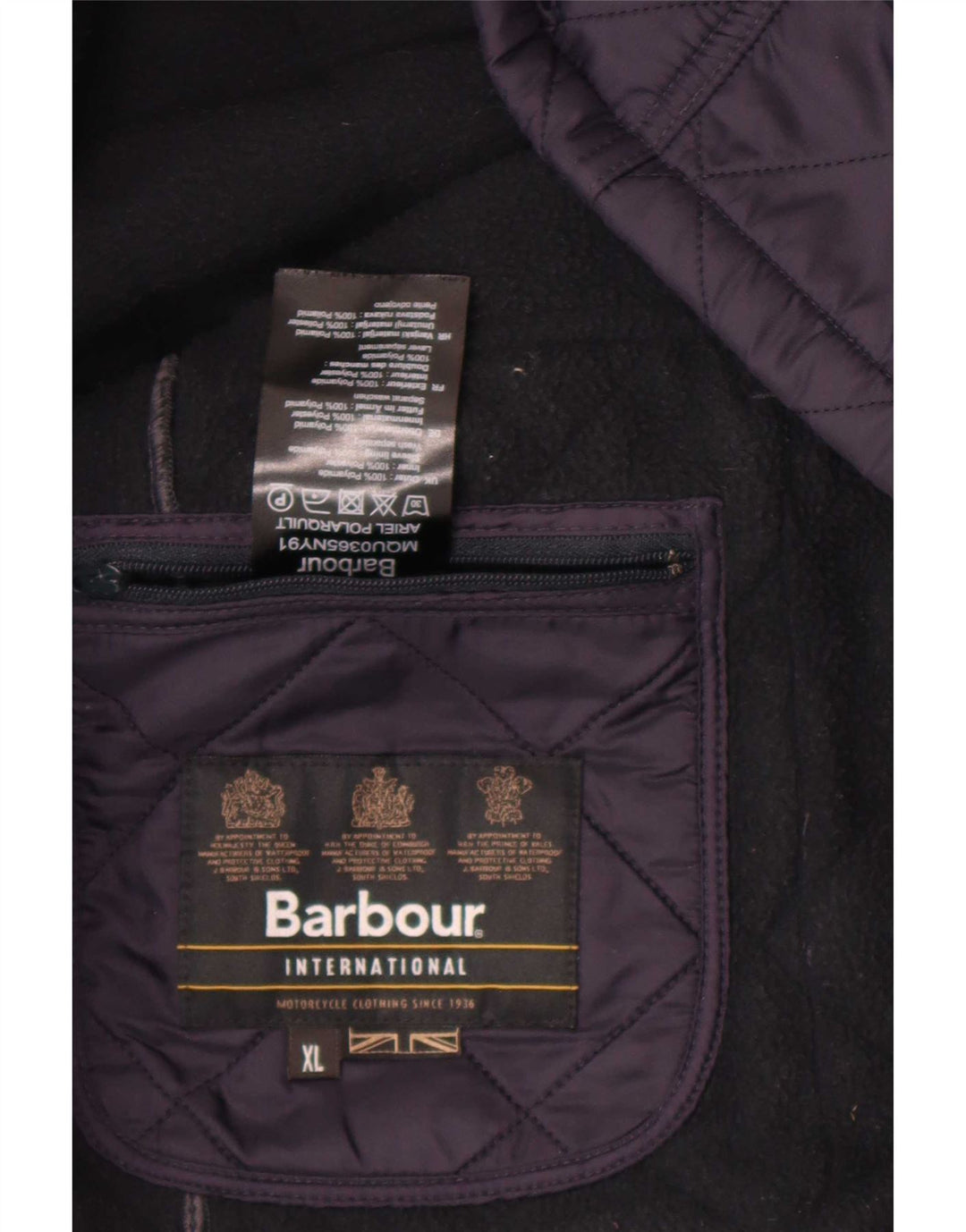 Jaqueta acolchoada masculina Barbour UK 42 XL poliéster azul marinho