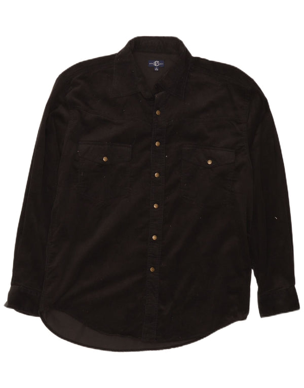 Camisa masculina vintage de veludo cotelê tamanho 39/40 médio preto clássico