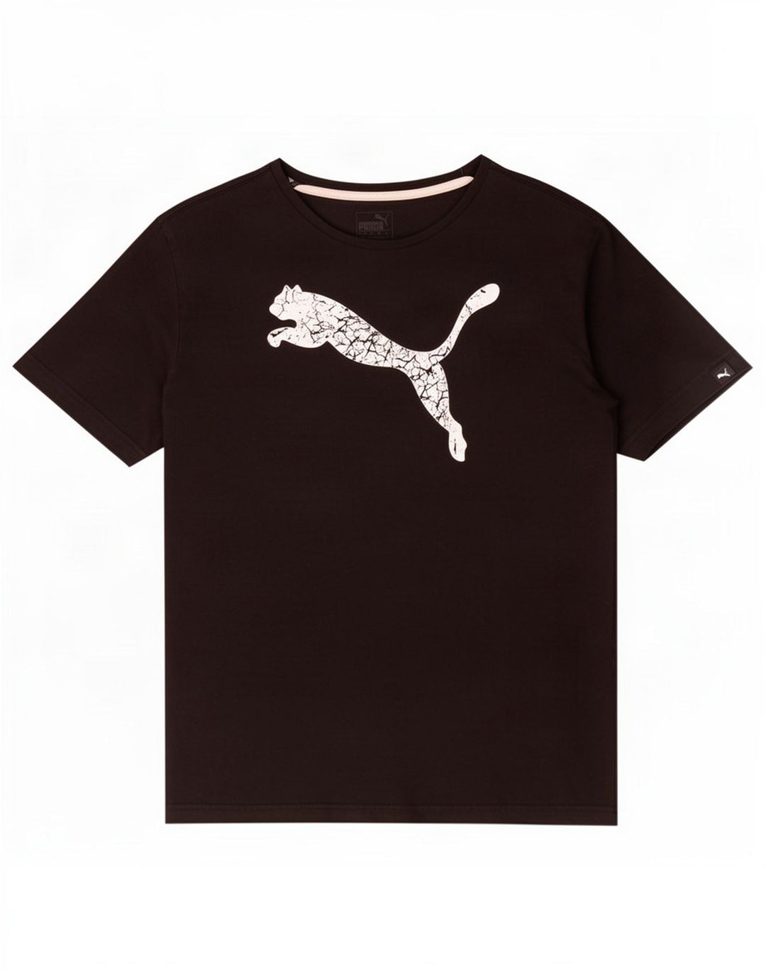 Puma Mens Graphic T-Shirt Top Médio Algodão Preto