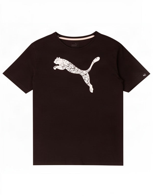 Puma Mens Graphic T-Shirt Top Médio Algodão Preto