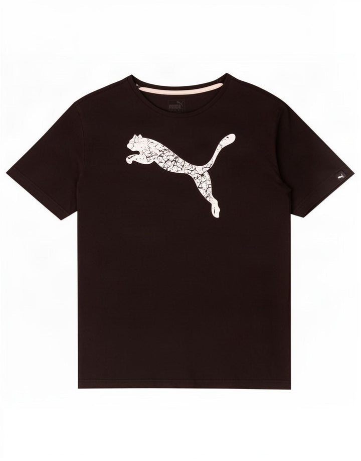 Puma Mens Graphic T-Shirt Top Médio Algodão Preto