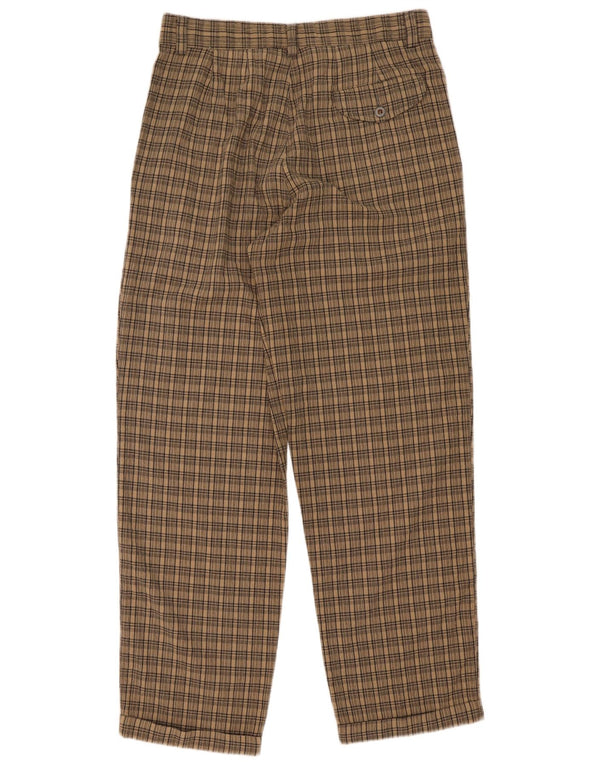 Calças Chino Carrera Masculinas IT 50 Large W34 L30 Castanho Xadrez Algodão