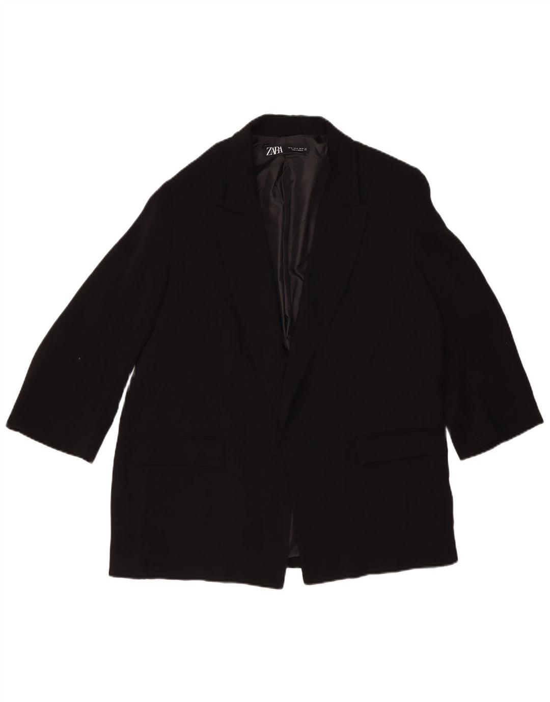 Jaqueta Zara Womens Open Blazer Reino Unido 18 XL Preto