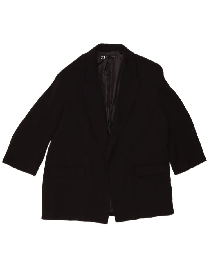 Jaqueta Zara Womens Open Blazer Reino Unido 18 XL Preto