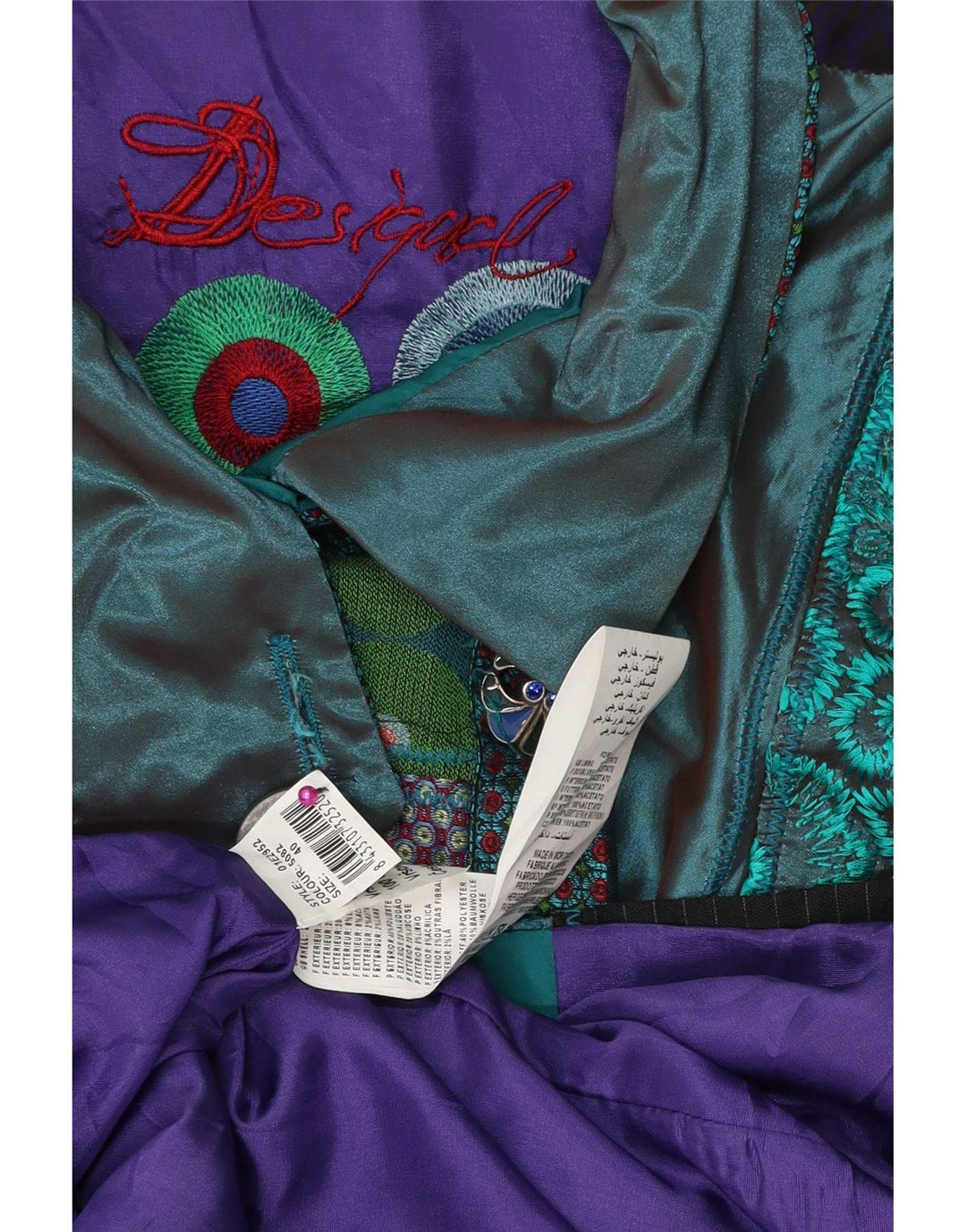 Sobretudo gráfico feminino Desigual EU 40 médio patchwork multicolorido