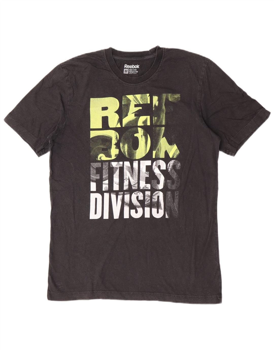 Reebok Mens Graphic T-Shirt Top Médio Algodão Preto