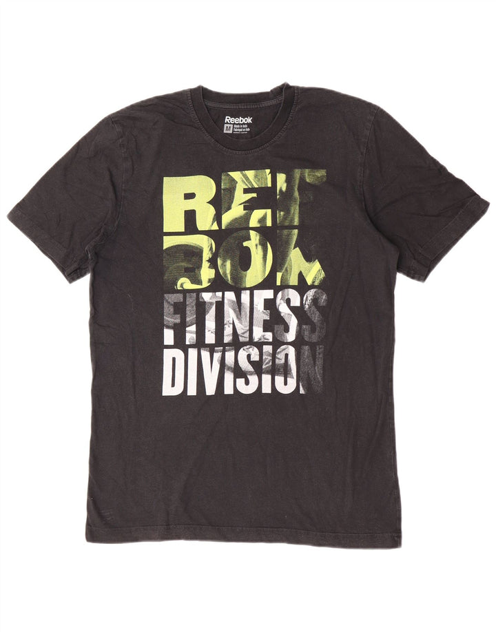 Reebok Mens Graphic T-Shirt Top Médio Algodão Preto