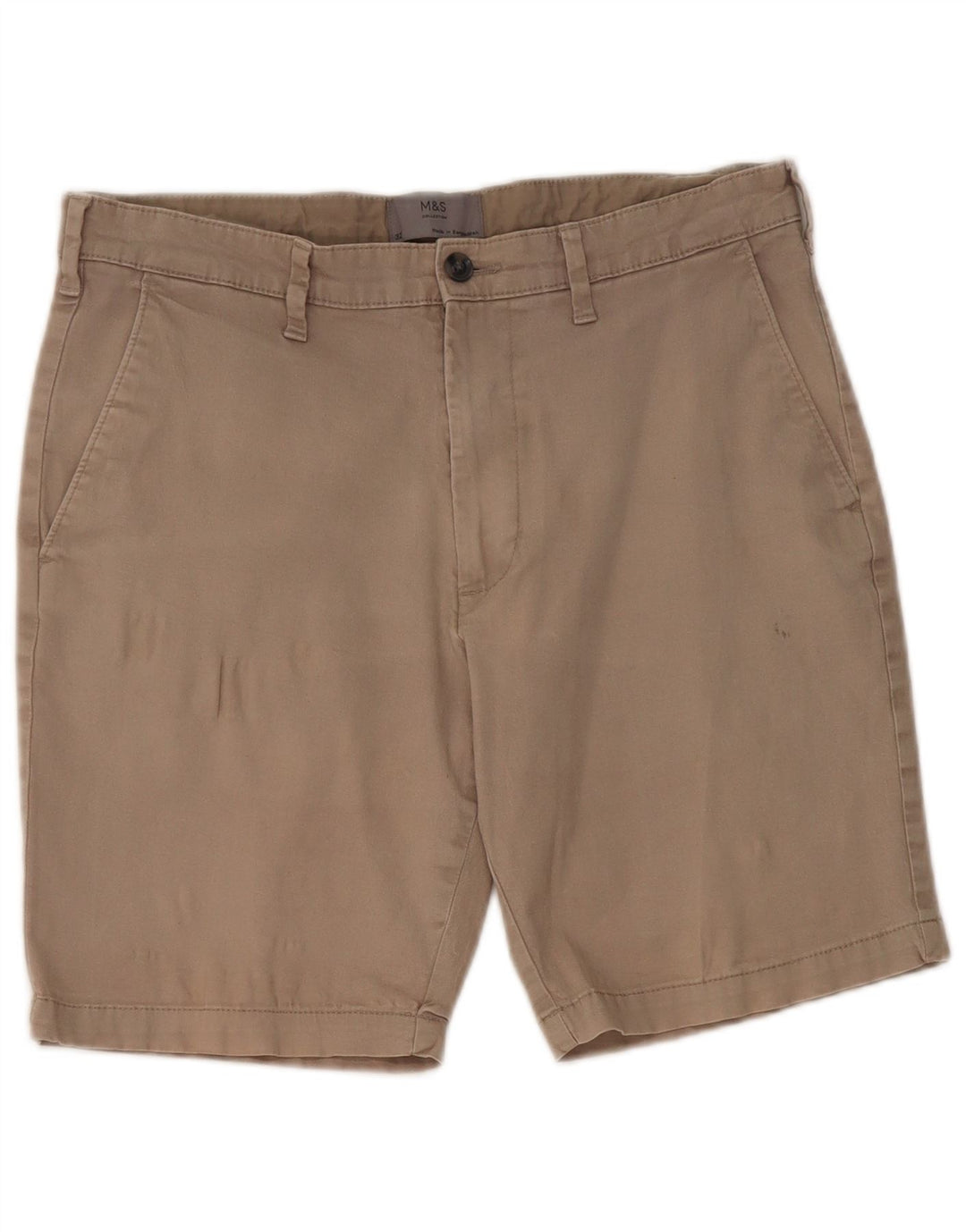 Shorts chino masculino Marks & Spencer W32 algodão cinza médio