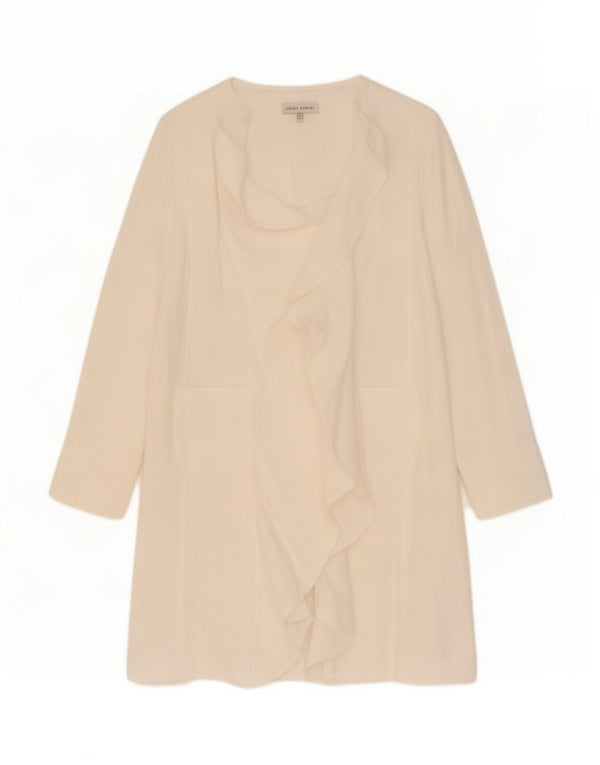 Laura Ashley Womens Longline Cardigan Top Reino Unido 14 Grande Linho Branco